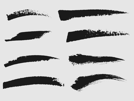 Set of black paint, ink brush strokes, brushes, lines. Dirty artistic design elementのイラスト素材