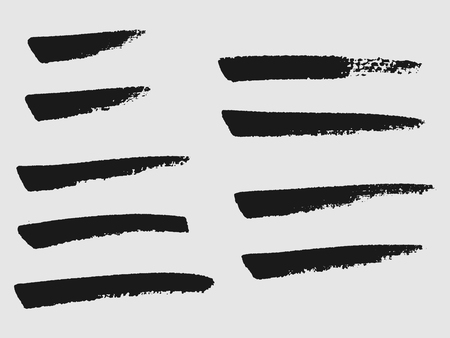 Set of black paint, ink brush strokes, brushes, lines. Dirty artistic design elementのイラスト素材