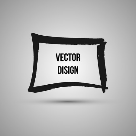 Hand drawn shape. Label, logo design element. Brush abstract frame. Vector illustration.のイラスト素材