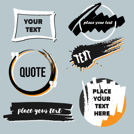 Vector quote boxes collection. Hand drawn frames, square, rectangle and round . Grunge brush strokes texture.のイラスト素材