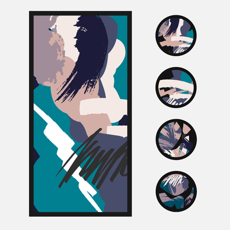 Creative universal art posters. Hand Drawn textures. Party invitations, banners, broshures, covers, decor elements.のイラスト素材