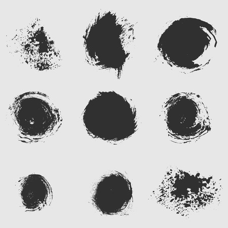 Set of black paint, ink brush strokes, brushes, lines. Dirty artistic design elementのイラスト素材