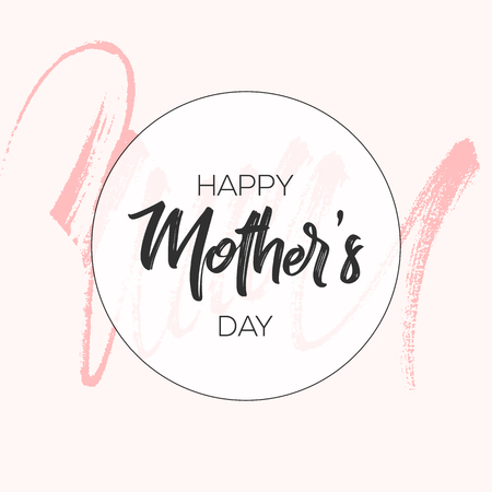 Mothers day greeting card with brush paint background.のイラスト素材
