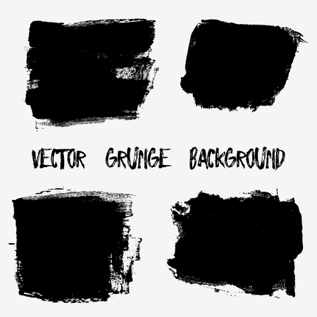 Set of black paint, ink brush strokes, brushes, lines. Dirty artistic design elements, boxes, frames for text.の写真素材