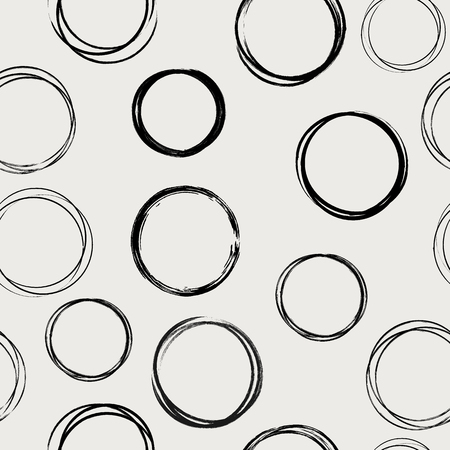 Seamless black and white pattern with abstract circlesのイラスト素材