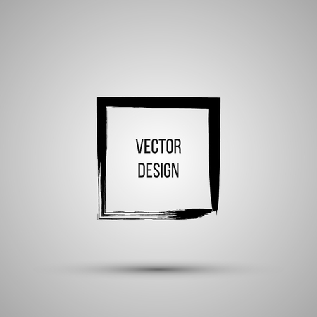 Hand drawn circle shape. Label, logo design element, frame. Brush abstract wave. Vector illustration.のイラスト素材