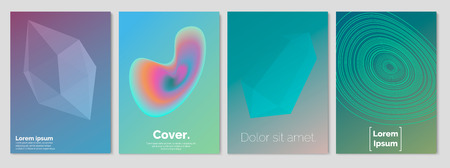 Gradient covers set. Fluid shape and Geometrical shapes composition. Futuristic design posters. Future Poster template. Vector Eps 10のイラスト素材