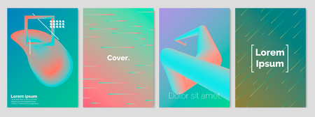 Gradient covers set. Fluid shape and Geometrical shapes composition. Futuristic design posters. Future Poster template. Vector Eps 10のイラスト素材