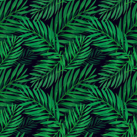 Tropical palm leaves pattern. Trendy print design with abstract jungle foliage. Exotic seamless background. Vector illustrationのイラスト素材