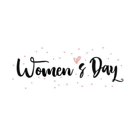 Happy Woman's day handwritten lettering card Vector illustrationのイラスト素材