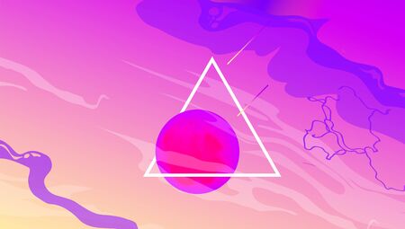 Silhouette coconut palm trees on a gradient background sunset. Vaporwave. Aesthetics.のイラスト素材