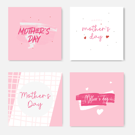 Set of Happy Mothers Day lettering greeting cards template. Hand drawn elements and letters. Suitable collection for background, banner, sticker, e-mail, website. Vector illustrationのイラスト素材