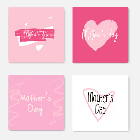 Set of Happy Mothers Day lettering greeting cards template. Hand drawn elements and letters. Suitable collection for background, banner, sticker, e-mail, website. Vector illustrationのイラスト素材