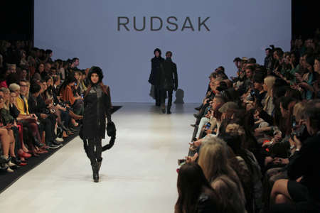 TORONTO - MARCH 15: Models walk the runway in the Rudsak runway show for the Fall/Winter 2012 season at Toronto's World Mastercard Fashion Week on March 15th 2012.のeditorial素材