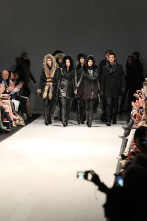 TORONTO - MARCH 15: Models walk the runway in the Rudsak runway show for the Fall/Winter 2012 season at Toronto's World Mastercard Fashion Week on March 15th 2012.のeditorial素材