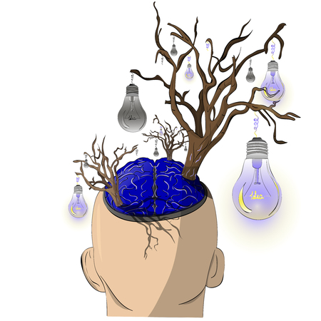 The appearance of the idea, brainstorming, idea choice.のイラスト素材