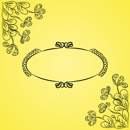 Greeting card, invitation, banner. Frame for your text with floral  background. Editable isolated elements.のイラスト素材