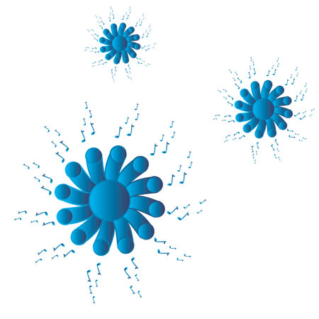 Summer music with flowers, colorful vector.のイラスト素材