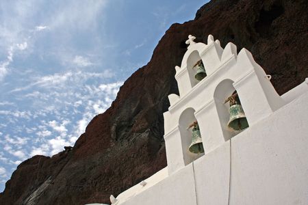 bell tower in santoriniの写真素材