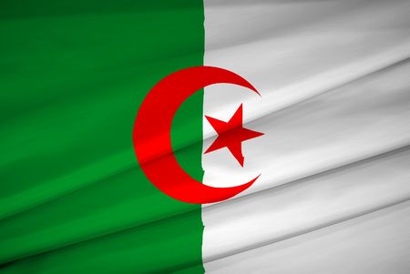 national flag of algeria waving in the windの写真素材