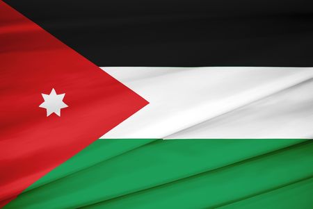 national flag of jordan waving in the windの写真素材