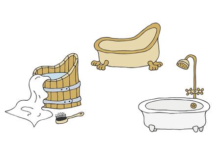 hand drawing of old bathsのイラスト素材