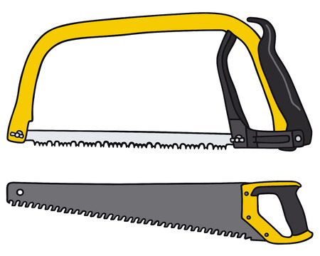 Hand drawing of two yellow sawsのイラスト素材