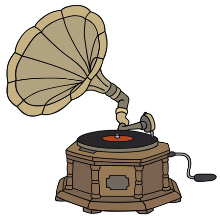 Hand drawing of a vintage horn gramophoneのイラスト素材