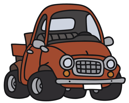 Hand drawing of a funny red pick-up - not a real modelのイラスト素材