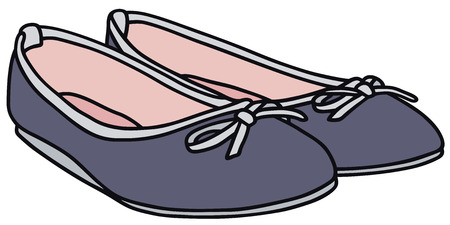 Hand drawing of a blue ballet flatsのイラスト素材