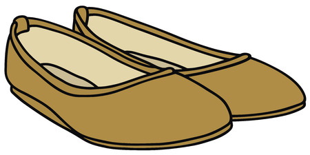 Hand drawing of an yellow ballet flatsのイラスト素材