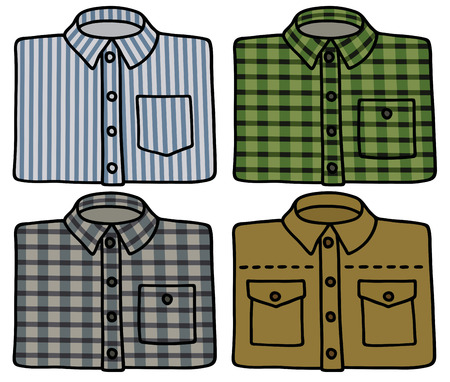 Hand drawing of check and striped shirtsのイラスト素材