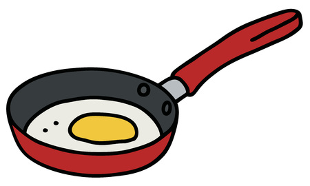 Hand drawing of an egg in red panのイラスト素材
