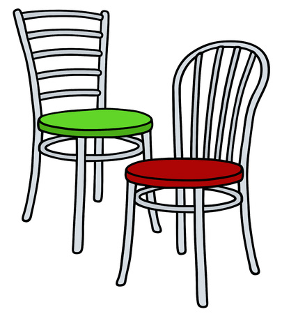 Hand drawing of two color chairsのイラスト素材