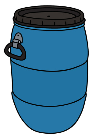 drawing of a blue plastic barrelのイラスト素材