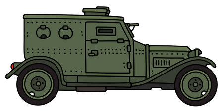 Hand drawing of a vintage armored carのイラスト素材