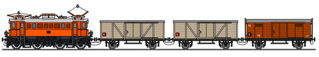 Classic electric cargo trainのイラスト素材