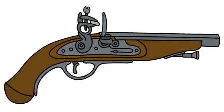 Hand drawing of a historical matchlock pistolのイラスト素材