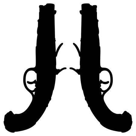 Hand drawing of two historical duel pistolsのイラスト素材