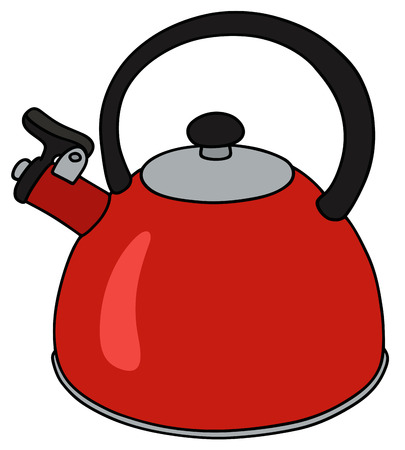 Hand drawing of a modern red metal kettleのイラスト素材