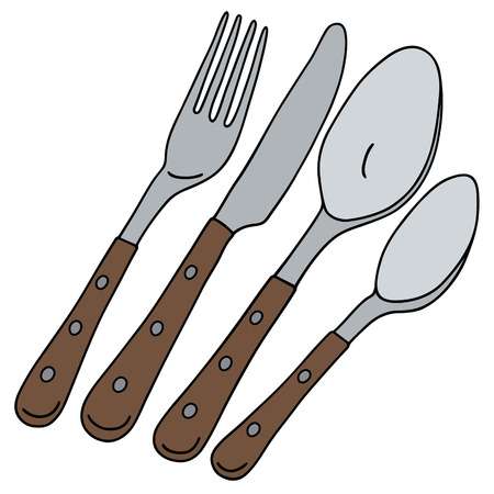 Cutlery with wooden handlesのイラスト素材