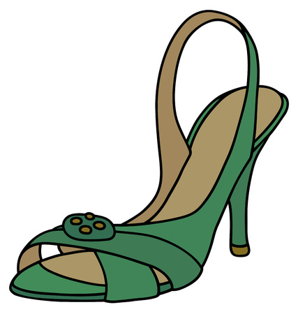 Green band sandal on high heelのイラスト素材