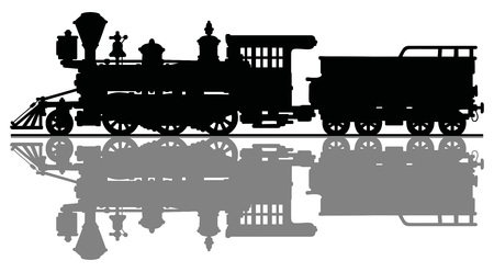 Black silhouette of a wild west steam locomotiveのイラスト素材