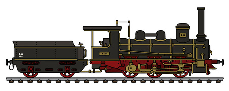 Vintage black steam locomotiveのイラスト素材