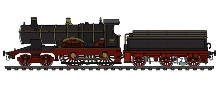 Old black steam locomotiveのイラスト素材
