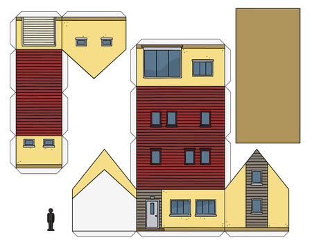 The paper model of a beige houseのイラスト素材