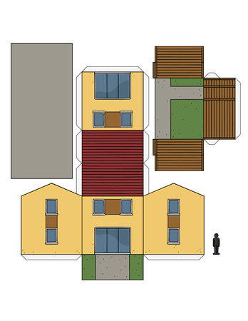 The paper model of a small houseのイラスト素材