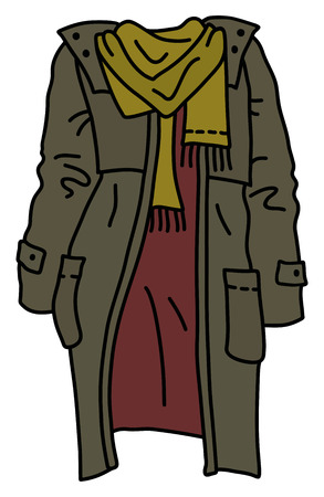 The funny khaki coatのイラスト素材