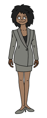 The vectorized hand drawing of a funny exotic woman in a gray snitのイラスト素材