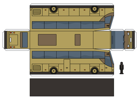 The simple vector paper model of a beige touristic busのイラスト素材